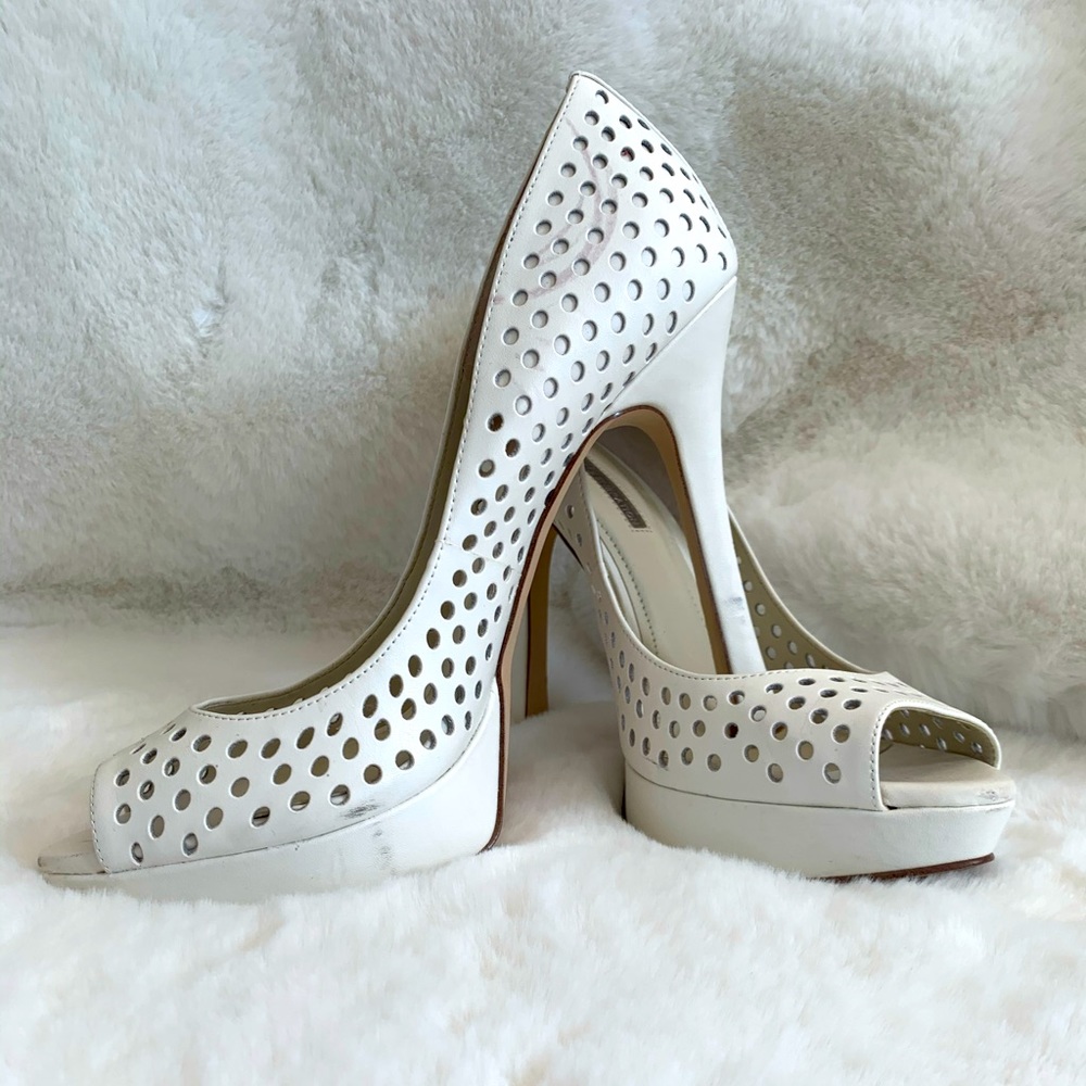 BCBG Generation white peep toe heels . Size 8